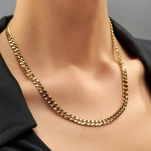 Vista 3 de LIFETIME JEWELRY Collar de cadena de eslabones cubanos chapado en oro de 24 quilates para hombres y mujeres (0.236 in y 0.374 in)