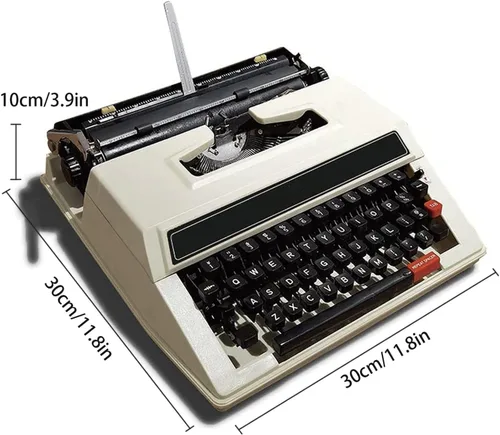 Vista 2 de Máquina de escribir manual clásica de estilo antiguo - Portátil y fácil de usar - Incluye juego de cintas - Máquina de escribir mecánica, kk321