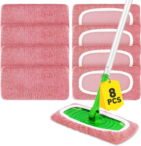 Vista 9 de 12 almohadillas de microfibra reutilizables compatibles con trapeadores, paños de barrido seco y almohadillas de trapeador húmedo, almohadillas