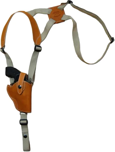 Vista 6 de Barsony Nuevo Saddle Tan Cuero Vertical Cruz Arnés Hombro Holster para 2-3" Snub Nose Revolvers