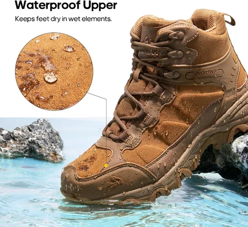 Vista 23 de NORTIV 8 - Botas de senderismo impermeables para hombre, zapatos de montañismo ligeros para exteriores