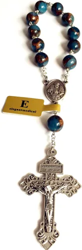 Vista 5 de elegantmedical Pulsera de rosario de oración católica de una década con cuentas de fútbol, regalo de cruz de perdón, Piedra