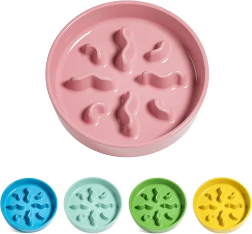 Vista 12 de Cuencos de cerámica para alimentación lenta para perros de raza pequeña, 0.5 tazas de plato de comida para perros que comen rápido, cuenco