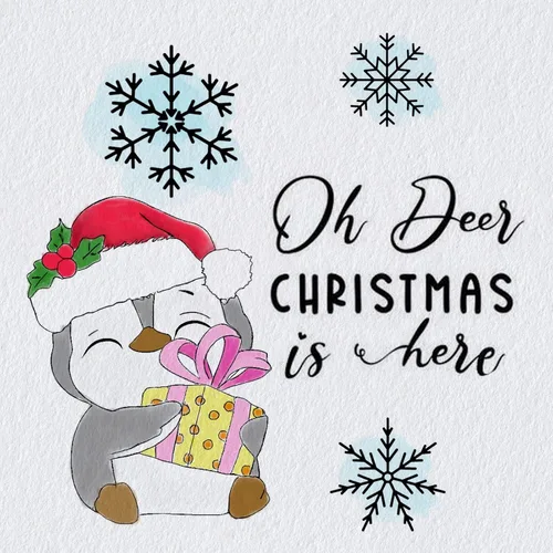 Vista 3 de Sellos transparentes de Feliz Navidad para hacer tarjetas, diseño de pingüino de invierno con copos de nieve, sellos de goma transparente para Oh