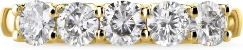 Vista 4 de Kobelli Alianza nupcial de cinco piedras de 45 quilates TGW redonda brillante cerca de moissanita incolora (GH) en oro amarillo de 14 k