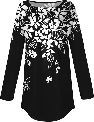Vista 5 de WomensFallFashion2023 Dressy Casual Long Sleeve Shirts Loose Crew Neck Floral Print Tunic Tops to wear with Leggings 6