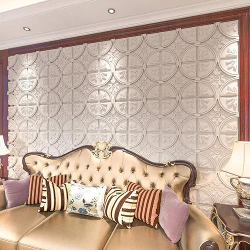 Vista 6 de Art3d Azulejos de techo de caída 2x2, panel de techo con pegamento, estilo clásico de lujo en blanco