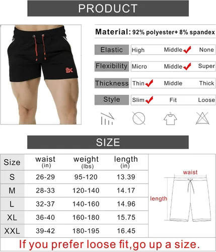 Vista 6 de BROKIG - Pantalones cortos para el gimnasio de 5 in para hombres, para correr, entrenamiento ligero, con cintura elástica y bolsillos