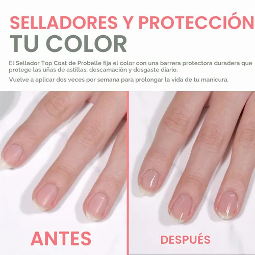 Vista 3 de Probelle Sellador de capa superior, capa superior de esmalte de uñas de secado rápido, acabado de uñas brillante de alto brillo