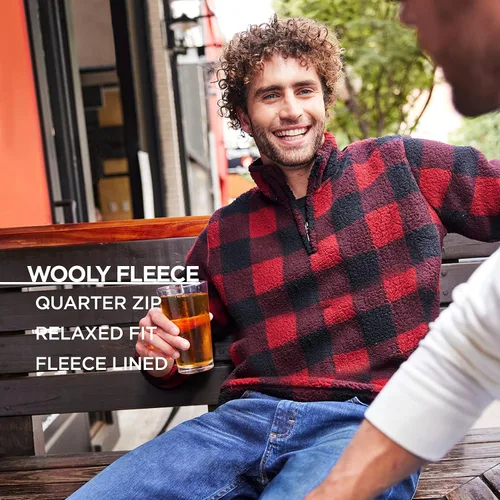 Vista 3 de Wrangler Authentics - Suéter de forro polar con cierre de un cuarto para hombre