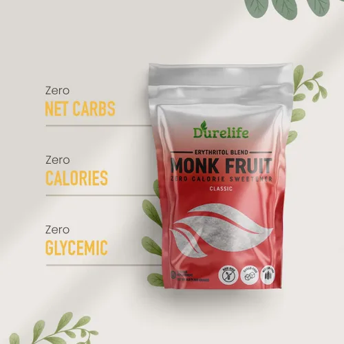 Vista 3 de DureLife Edulcorante de Fruta del Monje, Clásico - Sustituto del Azúcar Blanco, Compatible con Dieta Keto, Reemplazo de Azúcar 1:1, Cero Calorías