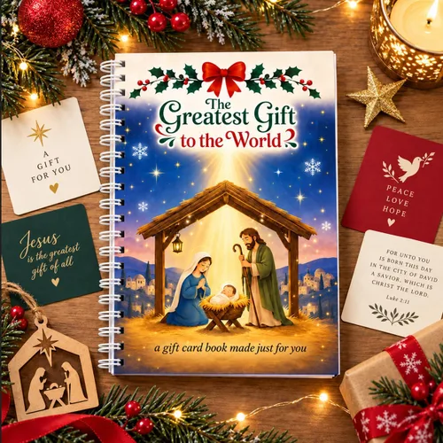 Vista 9 de Libro de tarjetas de regalo de Navidad para adultos, regalo con espiral Navidad cristiana