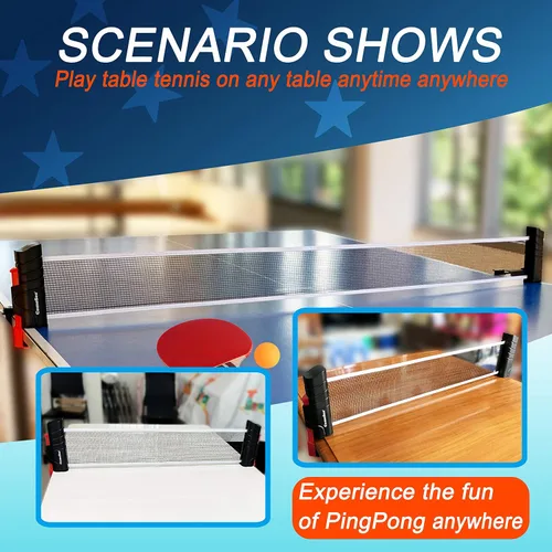 Vista 5 de Comesee Red de ping pong retráctil para cualquier mesa, redes de tenis de mesa y equipos de postes para reemplazo
