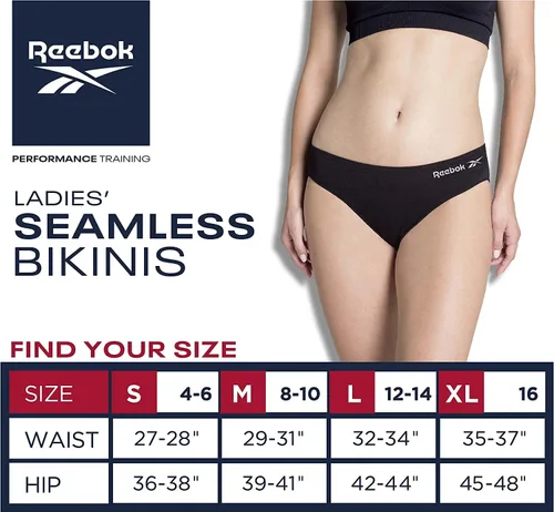 Vista 7 de Reebok Ropa interior para mujer - Braguitas de bikini sin costuras (paquete de 5)