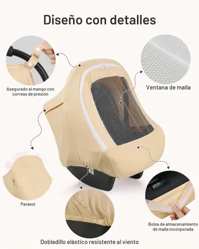Vista 3 de Metplus Toldo 2 en 1 para Asiento de Automóvil de Bebé, Parasol de Privacidad Multiuso, Protege la Seguridad del Bebé con Estilo, Fundas