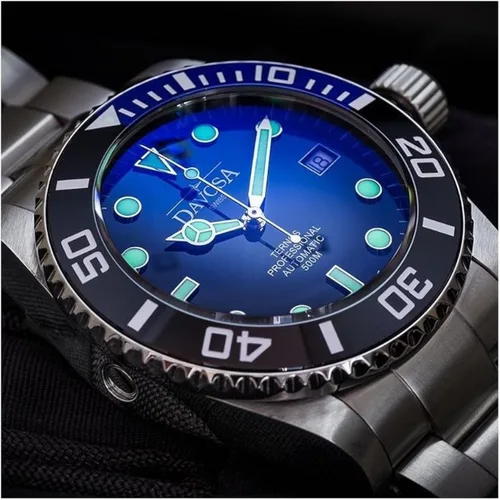Vista 3 de Davosa Swiss Made - Reloj analógico automático Ternos profesional, correa de muñeca de acero inoxidable, bisel de cerámica premium