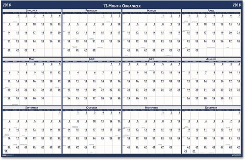Vista 3 de Doolittle 3961 - Calendario anual de pared reciclado, reversible/borrable, 32 x 48 pulgadas, 2020