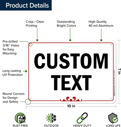 Vista 6 de My Sign Center (Prestige) - Letrero personalizado, para negocios, uso en interiores y exteriores, 7 x 10 pulgadas, libre de óxido, aluminio 040