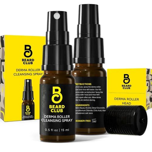 Vista 12 de The Beard Club Premium Derma Roller y Aceite para el Crecimiento de Barba - Rodillo de microagujas con 540 microagujas de titanio para la cara