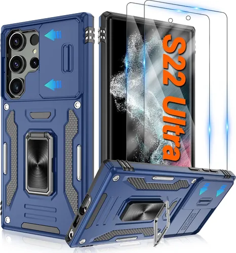 Vista 82 de Atump Funda para Motorola Moto G Play 2024 (4G) con [paquete de 2] protector de pantalla HD y cubierta para cámara deslizante, soporte de anillo