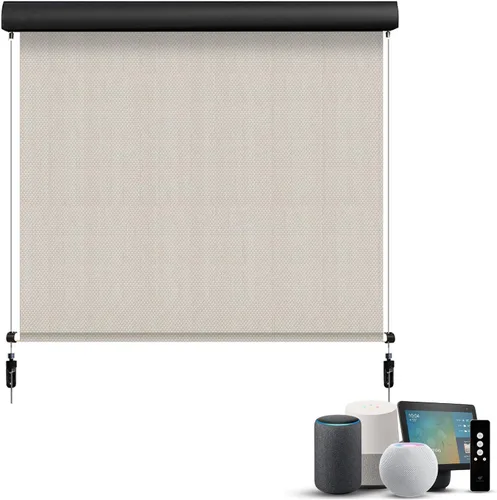 Vista 12 de SmartWings Persianas motorizadas para exteriores para patio, compatibles con materia, Homekit, Z-Wave, Alexa, Google, persianas enrollables 1% Beige