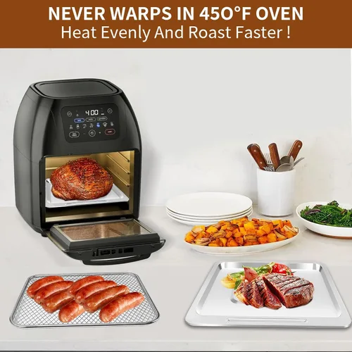 Vista 3 de Accesorios para freidora de aire Chefman Multifuncional Digital Air Freidora, 17 ajustes preestablecidos de pantalla táctil Fry XL 10L 10 cuartos