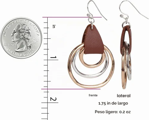 Vista 3 de SPUNKYsoul Aretes bohemios de 3 círculos, hechos a mano, ligeros de 2 pulgadas para mujer, joyería moderna, vintage, única, ideal para bodas