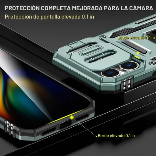 Vista 3 de Funda compatible con iPhone17 Pro con soporte, cubierta de cámara y protector de pantalla HD, doble capa a prueba de golpes, protección contra