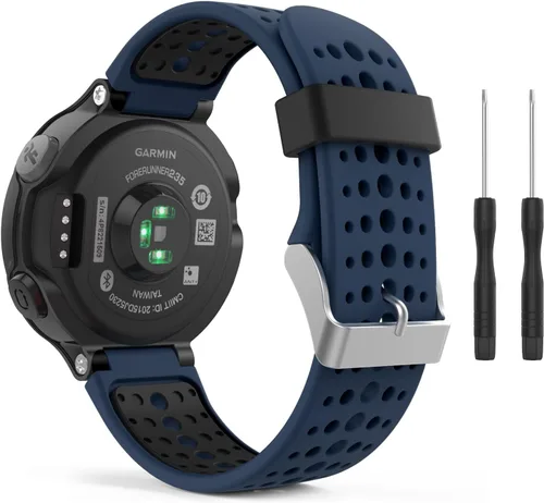 Vista 11 de MoKo, banda ajustable de silicona suave, repuesto de correa para Garmin Forerunner 235 Negro y negro