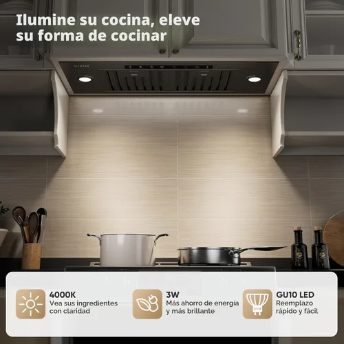 Vista 5 de VIKIO HOME Inserto de Campana Extractora de 30 Pulgadas, Convertible con Conductos/Sin Conductos, 980 CFM Campana de Ventilación de Cocina