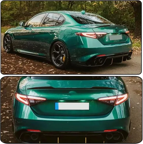 Vista 2 de Alerón trasero para Alfa Romeo Giulia Sedan 2015-2024 Tapa trasera para maletero Highkick Spoiler Wing Lip Gloss Negro