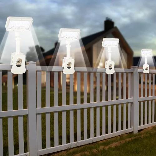 Vista 19 de Luces solares con clip para exteriores con sensor de movimiento, luces de valla solares ajustables verticalmente y giratorias en 360° con 92 LEDs