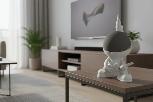 Vista 4 de Splin Soporte de mesa compatible con Amazon Alexa Smart Speaker Echo Dot (4ª y 5ª generación) y Apple HomePod Mini, Star Boy Blanco
