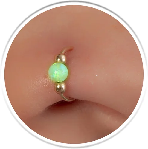 Vista 6 de 20g Gold Nose Rings + 3mm Opals