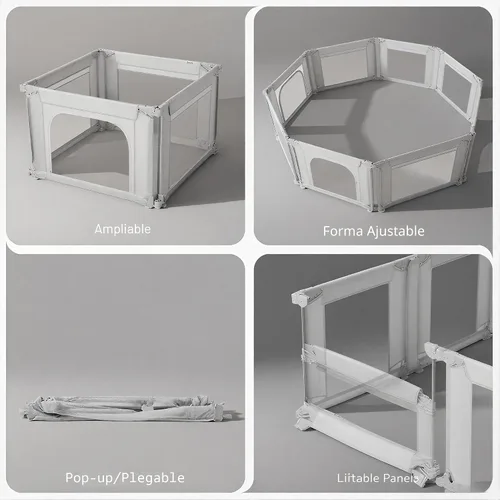 Vista 3 de Sweeby Corralito para bebés, corralitos plegables para bebés y niños pequeños con puerta, corralito grande con puerta de juego para valla de bebé
