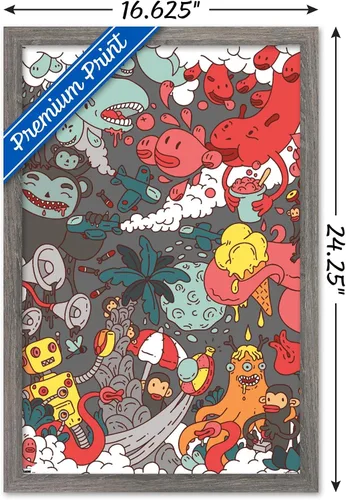 Vista 3 de Trends International Party Pooper - Póster de pared, 22.4 pulgadas de largo x 14.7 pulgadas, versión enmarcada en madera de granero Versión