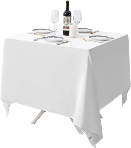 Vista 14 de Surmente Mantel cuadrado para mesas cuadradas o redondas, 100% poliéster, 52 x 52 pulgadas, mantel para bodas, banquetes o restaurantes (negro)