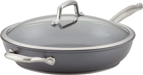 Vista 20 de Anolon Accolade - Juego de ollas y sartenes antiadherentes anodizadas forjadas, juego de utensilios de cocina de inducción, 12 piezas, gris piedra