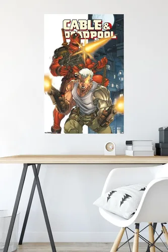 Vista 4 de Trends International Marvel Comics - Póster de Deadpool y cable de pared, 34 pulgadas de largo x 22.4 W, versión sin marco
