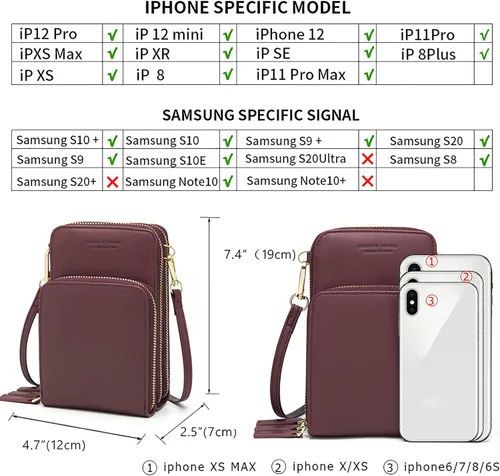 Vista 3 de Bolso chico en bandolera de mujer para celular minicartera tarjetera monedero de manohombro