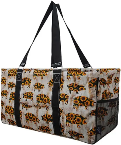 Vista 102 de NGIL Bolsa de comestibles reutilizable extra grande plegable de gran tamaño para comestibles, almacenamiento, picnic, playa, Estampado de vaca