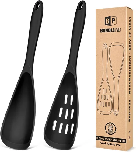 Vista 11 de BUNDLEPRO Cucharas de cocina de silicona para utensilios de cocina Caqui
