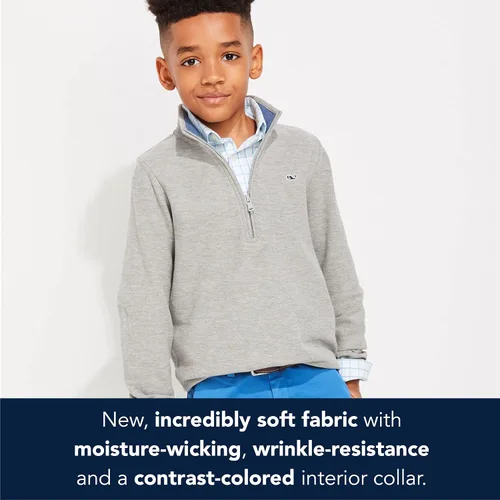 Vista 3 de vineyard vines Sudadera Saltwater con cremallera de 12 para niño