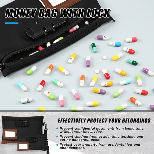 Vista 5 de Leifide Paquete de 2 bolsas de dinero con cerradura y cremallera de 11.8 x 7.9 pulgadas y 9 x 5.1 pulgadas, bolsa con cerradura para efectivo
