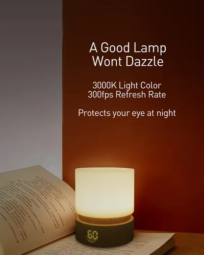 Vista 3 de Smilodon Luz nocturna con temporizador, blanca, pequeña lámpara LED para dormitorio, lámpara de mesita de noche, luz nocturna para niños, regulable