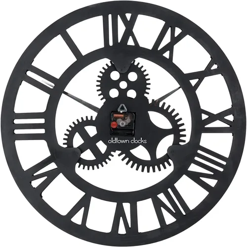 Vista 3 de Reloj de pared silencioso sin ruido de engranajes de bronce romano de 33 pulgadas – Gran 3D Retro rústico campestre decorativo de lujo, arte grande