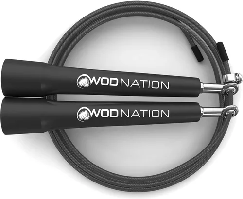 Vista 5 de WOD Nation Cuerda de saltar de velocidad ajustable para hombres, mujeres y niños - Cuerda de saltar de fitness ultrarrápida perfecta para boxeo
