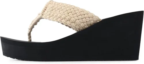 Vista 2 de DREAM PAIRS Women's Platform Flip Flop Arch Support Comfortable Woven Strap Soft Cushion Wedge Flip Flops Summer Thong Sandals