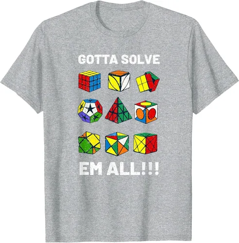 Vista 75 de Competitive Puzzle Cube Gotta Solve Em All Speed Cubing T-Shirt Asphalt Grey