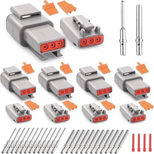 Vista 9 de JRready Deutsch DTM - Juego de 4 conectores de 2 pines, conectores de cable eléctrico impermeables IP67 con tamaño 20 contactos sólidos 20-22AWG